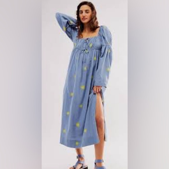 NWOT FREE PEOPLE Emory Embroidered Midi Dress SZ : M - Picture 3 of 14